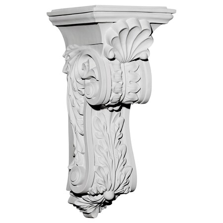 Ekena Millwork 7 7/8"W x 8 3/4"D x 18 1/4"H Scroll Leaf Corbel COR07X08X18SC